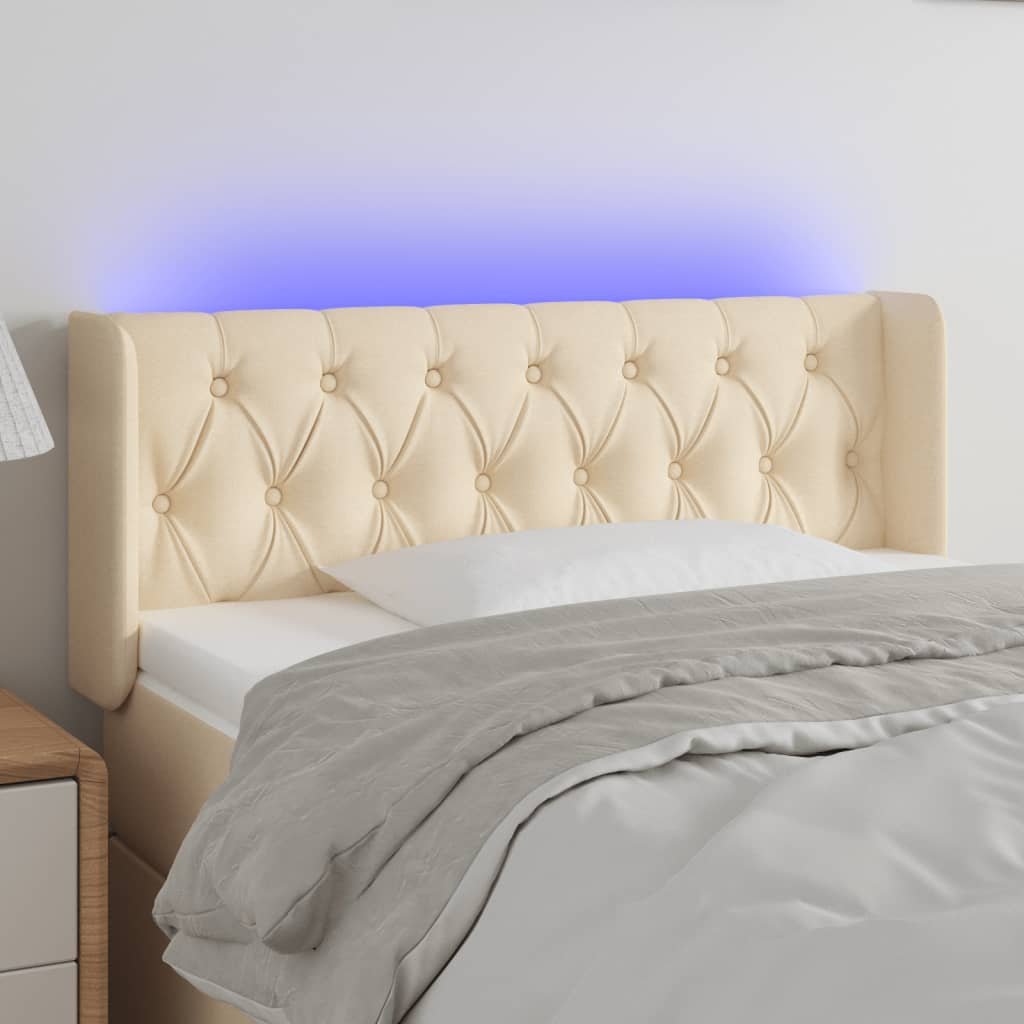 vidaXL Hoofdbord LED 83x16x78/88 cm stof lichtgrijs