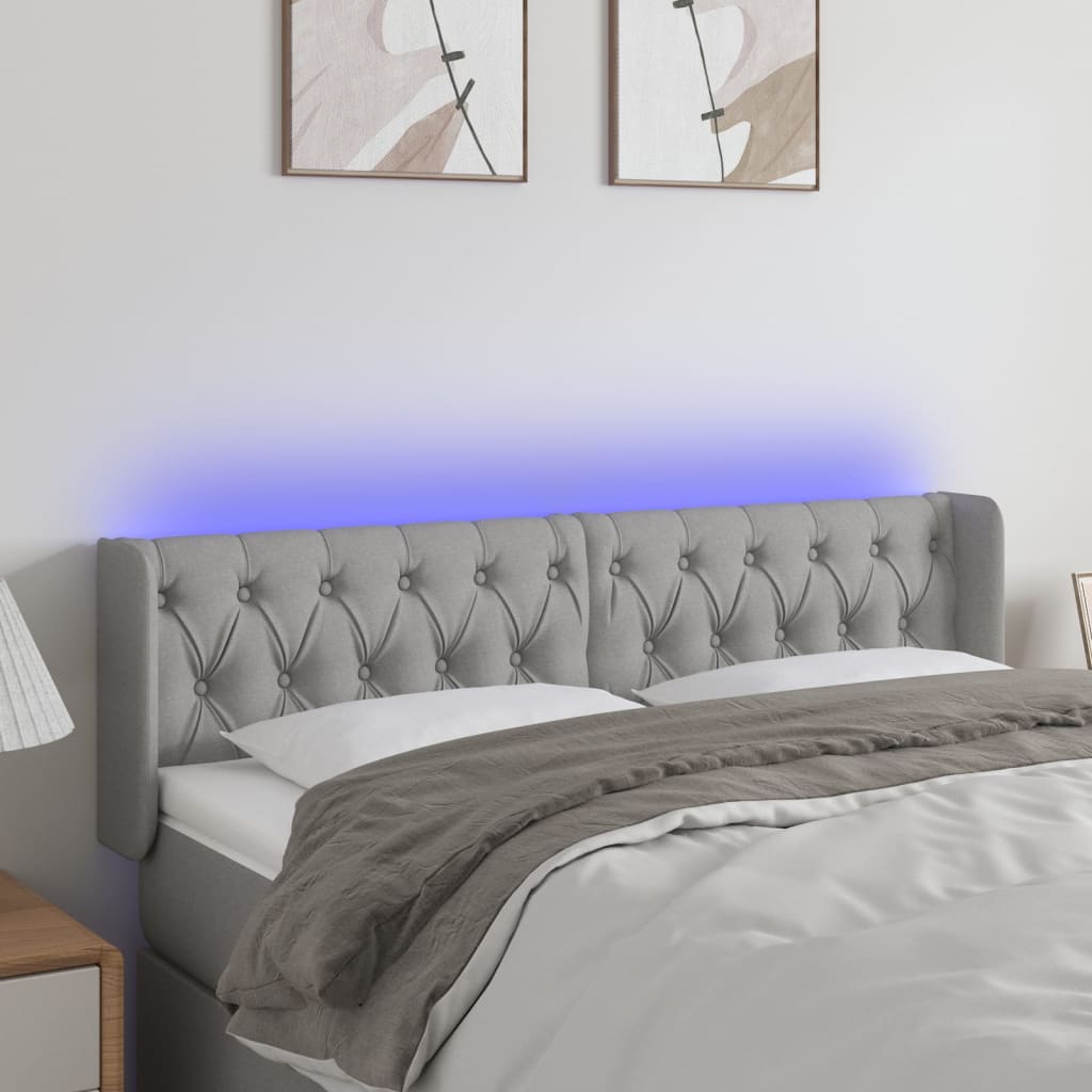 vidaXL Hoofdbord LED 83x16x78/88 cm stof lichtgrijs