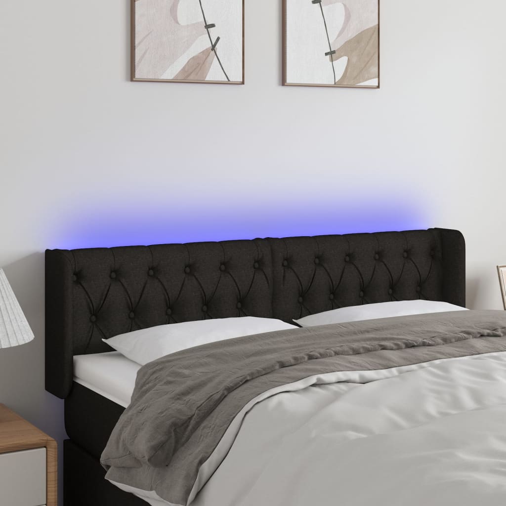 vidaXL Hoofdbord LED 83x16x78/88 cm stof lichtgrijs
