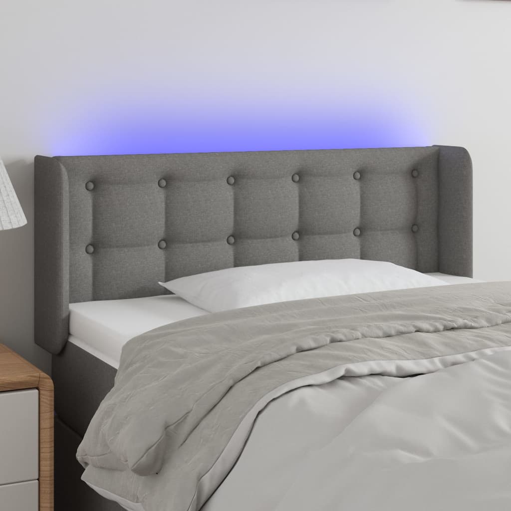 vidaXL Hoofdbord LED 83x16x78/88 cm stof lichtgrijs
