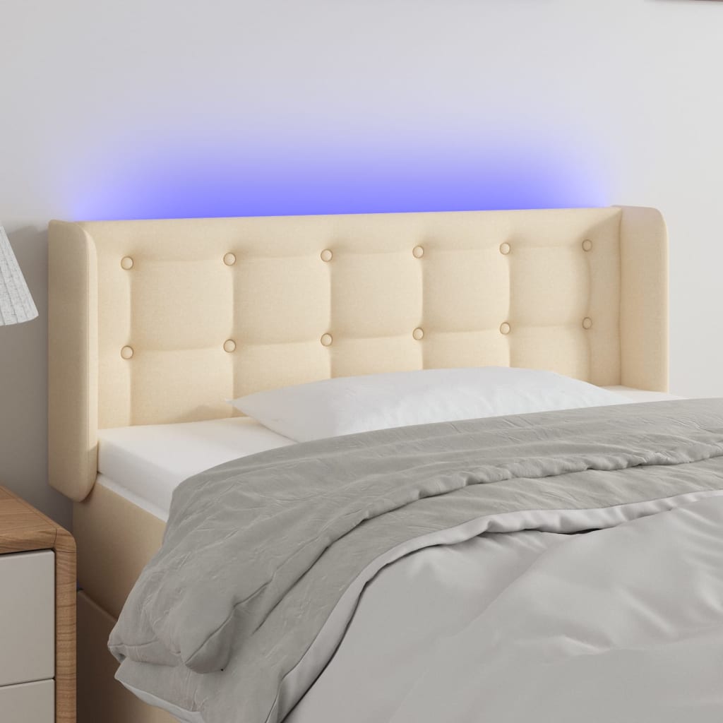 vidaXL Hoofdbord LED 83x16x78/88 cm stof lichtgrijs