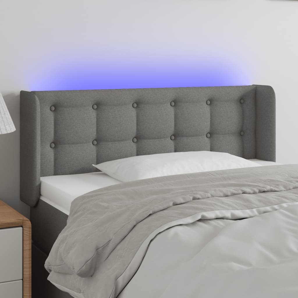 vidaXL Hoofdbord LED 83x16x78/88 cm stof lichtgrijs
