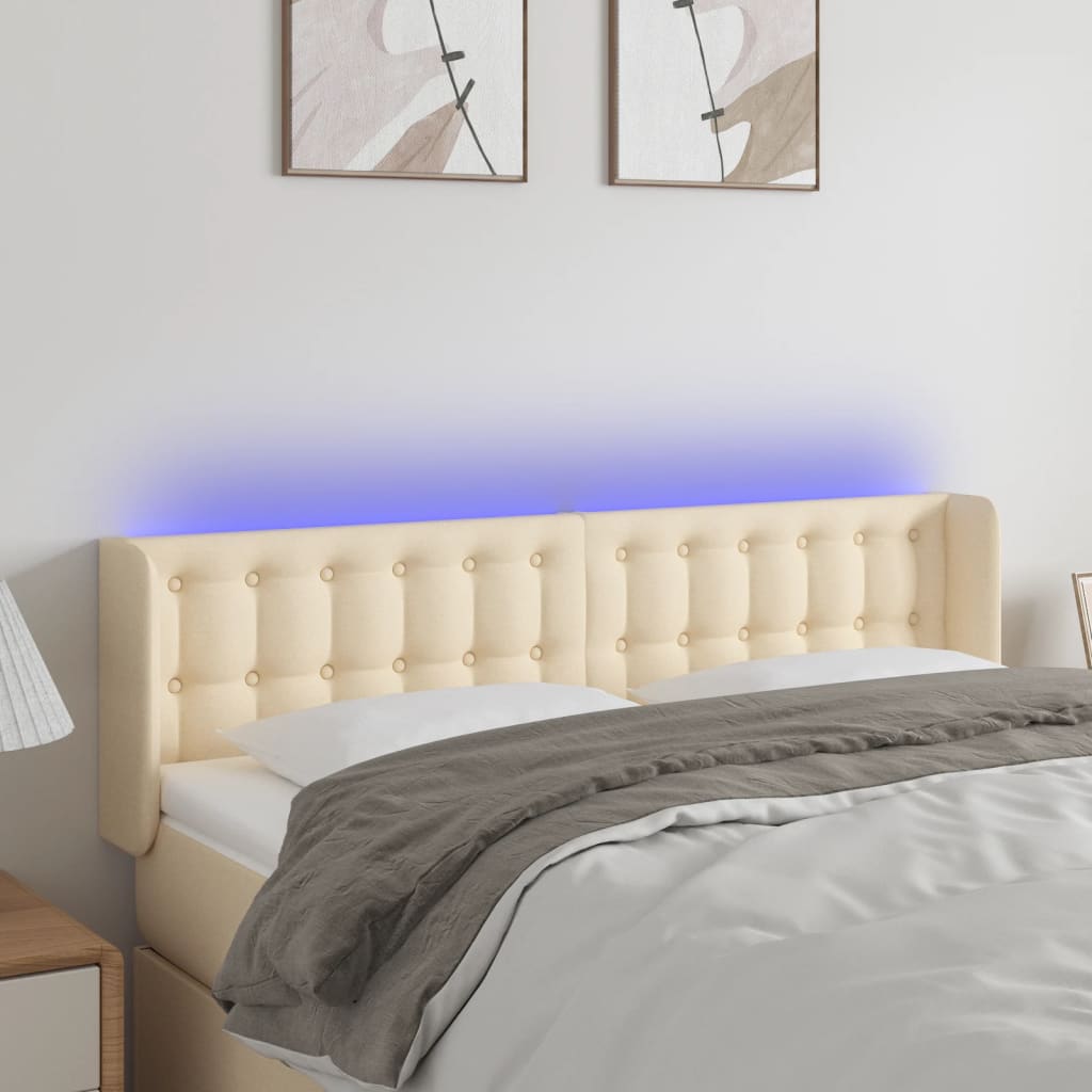 vidaXL Hoofdbord LED 83x16x78/88 cm stof lichtgrijs
