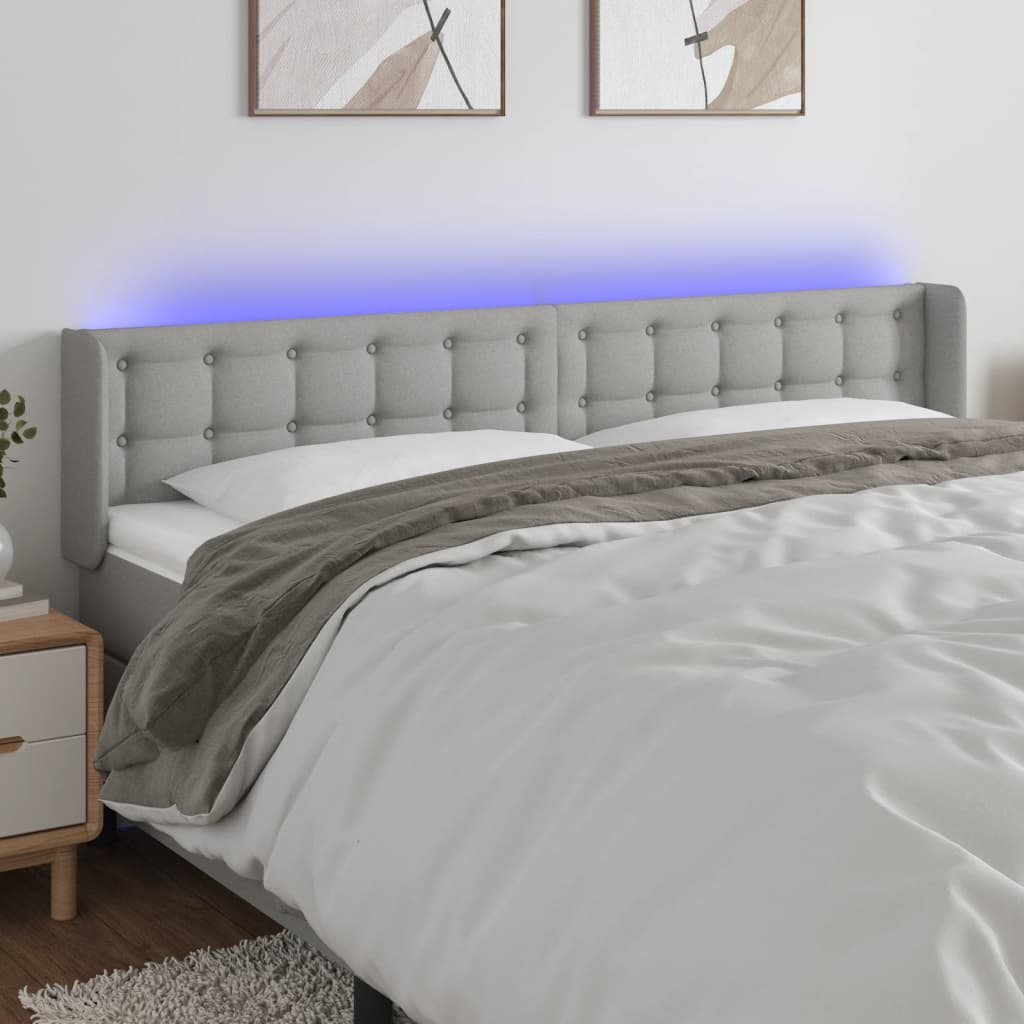 vidaXL Hoofdbord LED 83x16x78/88 cm stof lichtgrijs