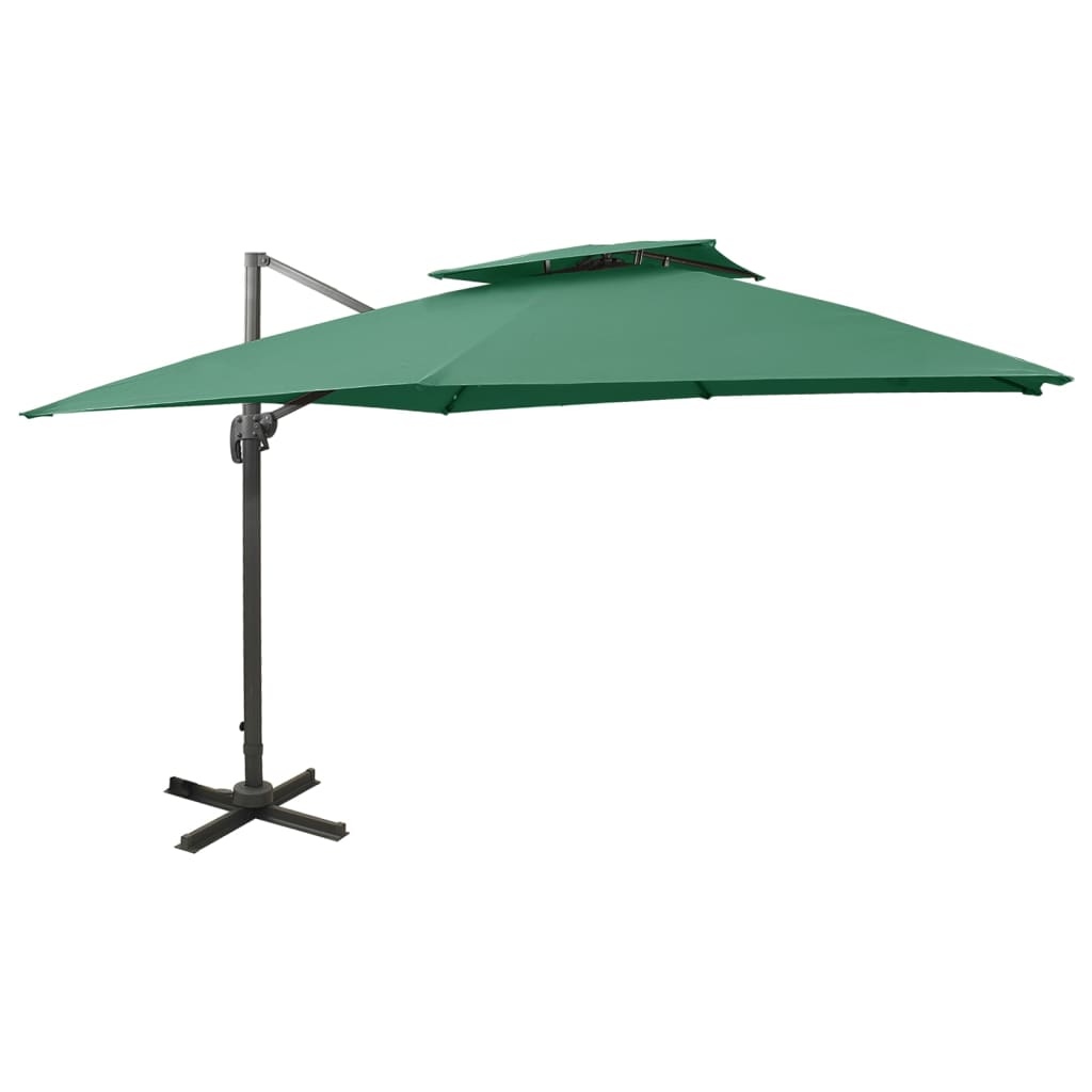 vidaXL Zwevende parasol met dubbele bovenkant 300x300 cm zandkleur