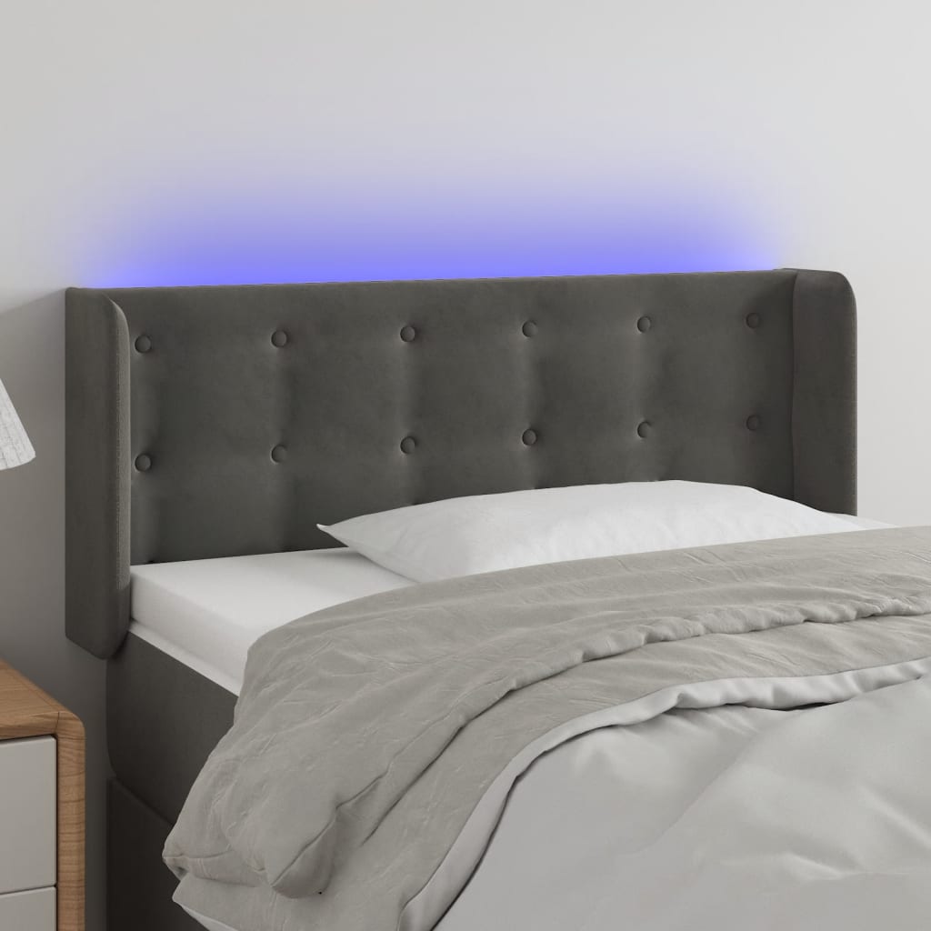 vidaXL Hoofdbord LED 83x16x78/88 cm fluweel lichtgrijs