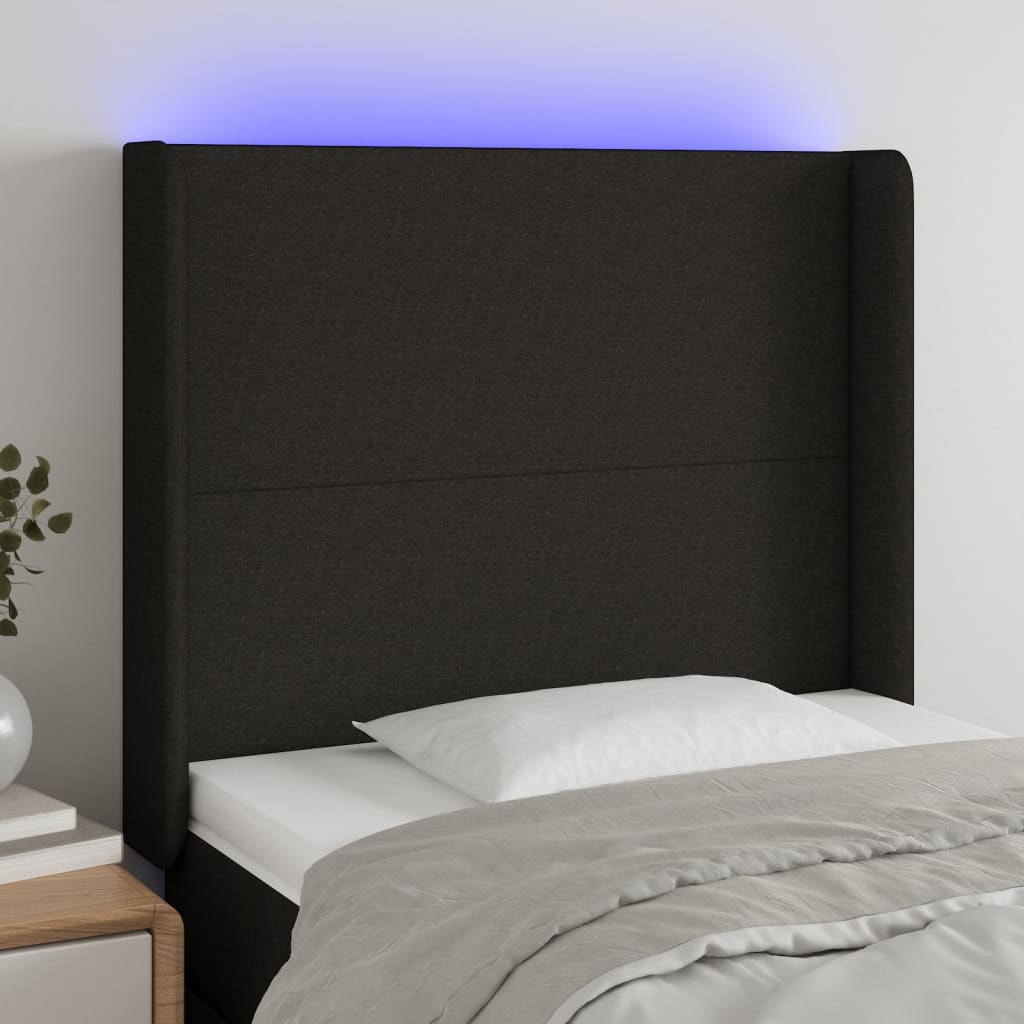 vidaXL Hoofdbord LED 83x16x78/88 cm stof lichtgrijs
