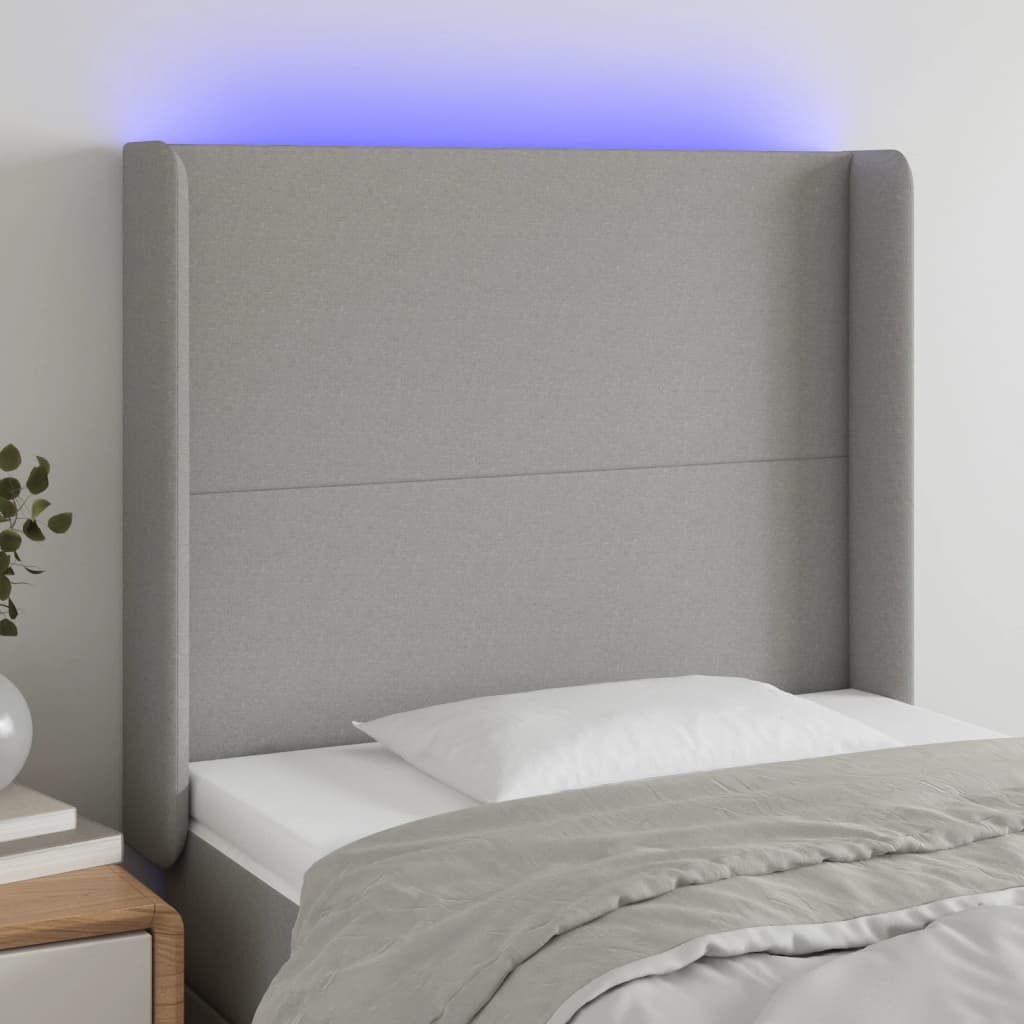 vidaXL Hoofdbord LED 83x16x78/88 cm stof lichtgrijs
