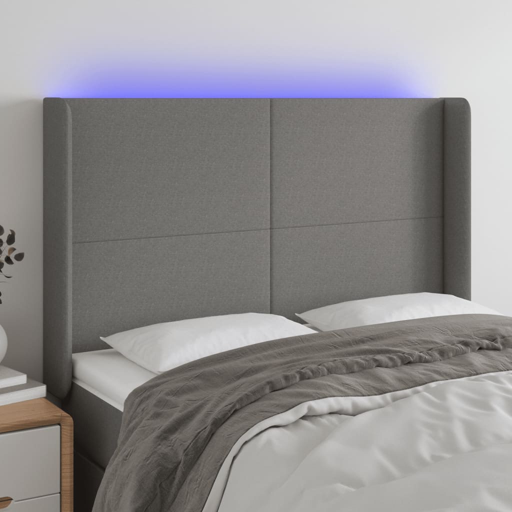 vidaXL Hoofdbord LED 83x16x78/88 cm stof lichtgrijs
