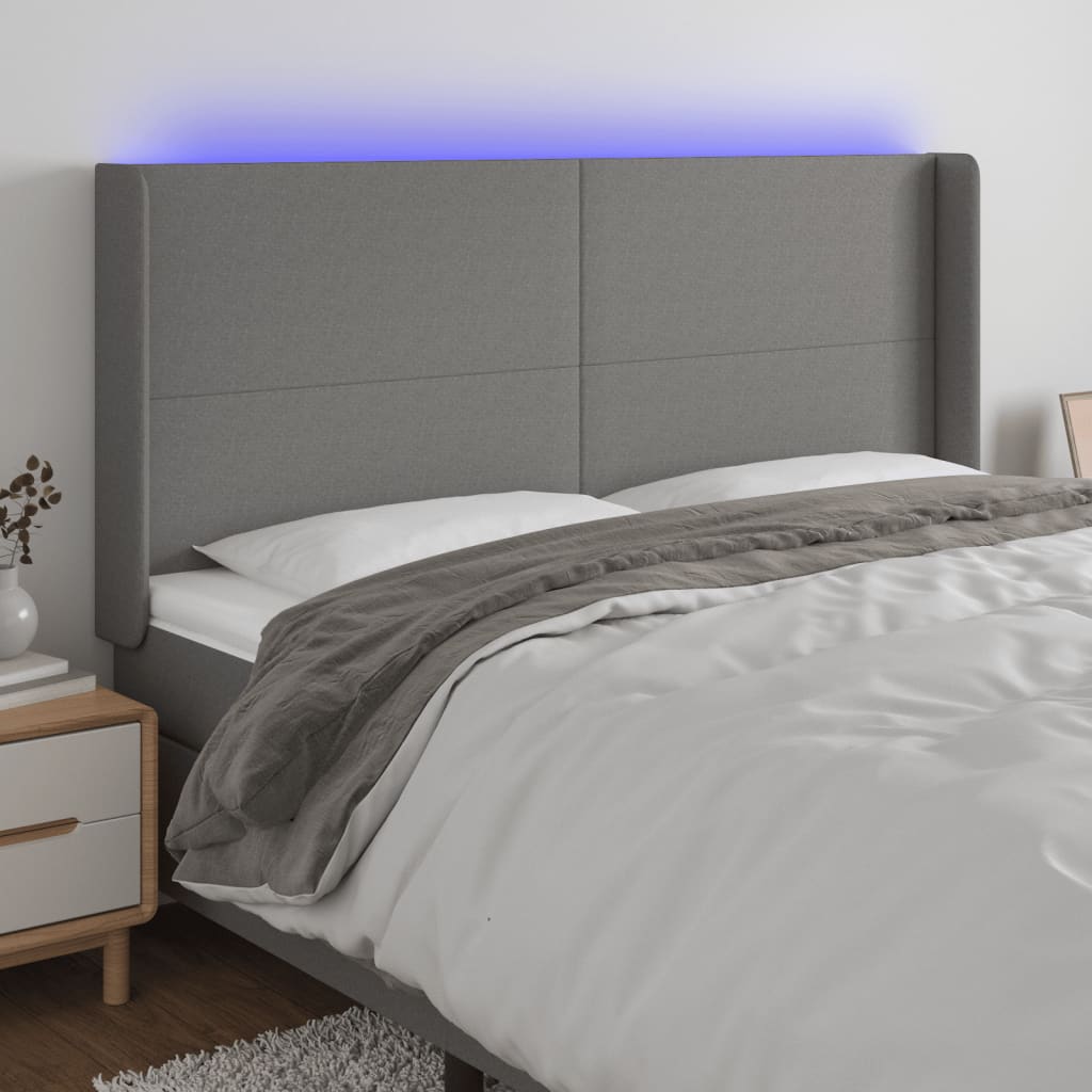 vidaXL Hoofdbord LED 83x16x78/88 cm stof lichtgrijs