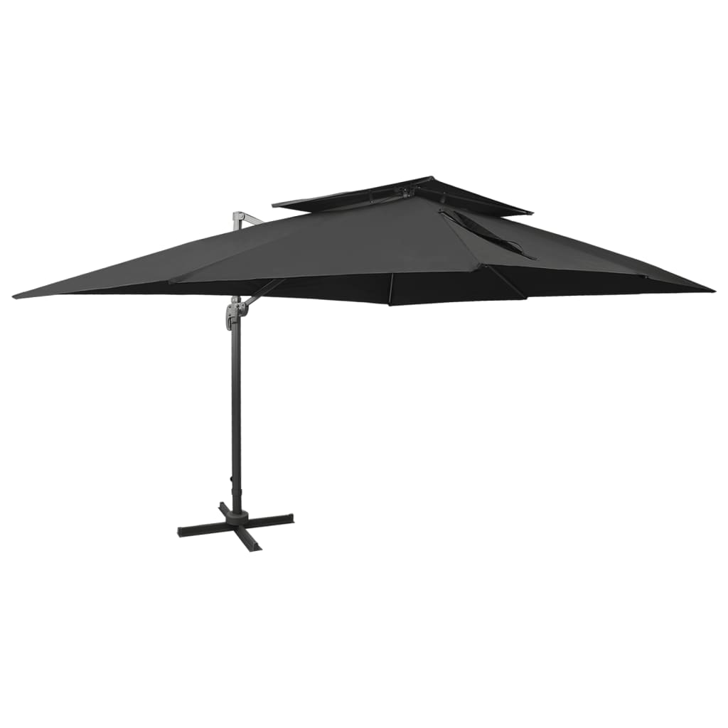 vidaXL Zwevende parasol met dubbele bovenkant 300x300 cm zandkleur