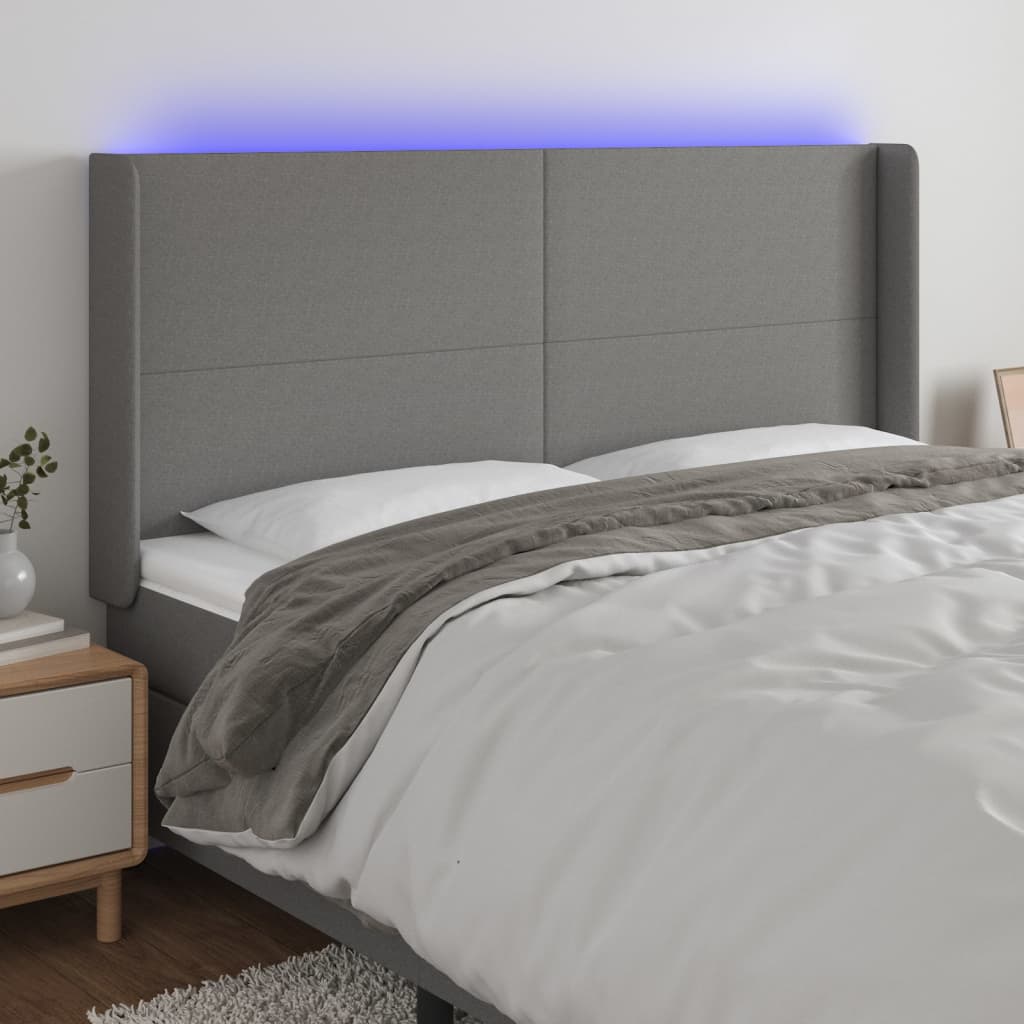 vidaXL Hoofdbord LED 83x16x78/88 cm stof lichtgrijs