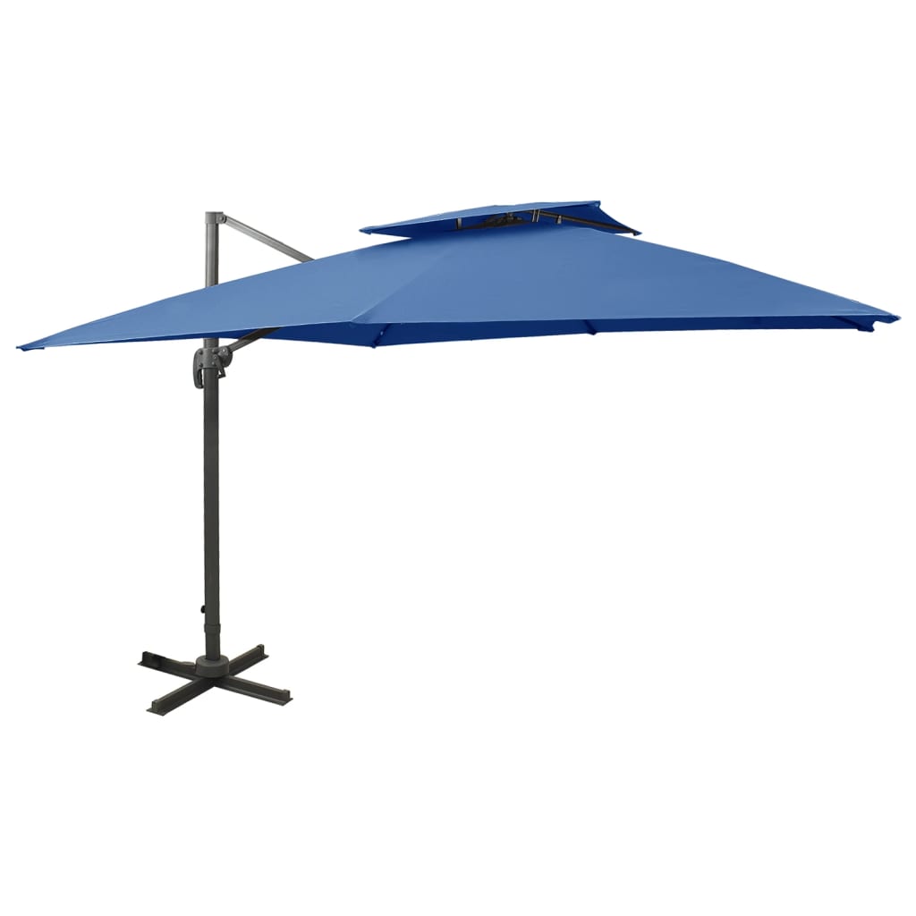 vidaXL Zwevende parasol met dubbele bovenkant 300x300 cm zandkleur