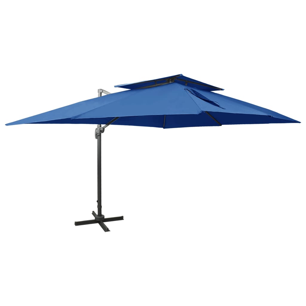 vidaXL Zwevende parasol met dubbele bovenkant 300x300 cm zandkleur