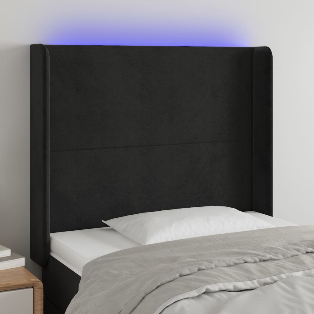 vidaXL Hoofdbord LED 83x16x78/88 cm fluweel lichtgrijs