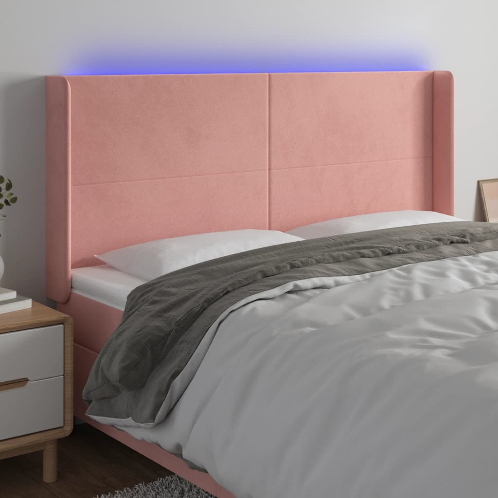 vidaXL Hoofdbord LED 83x16x78/88 cm fluweel lichtgrijs