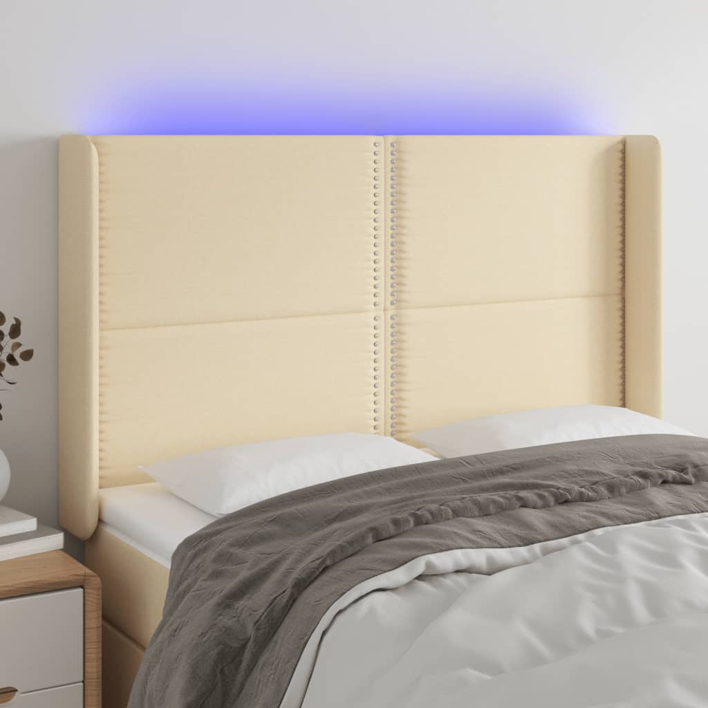 vidaXL Hoofdbord LED 83x16x78/88 cm stof lichtgrijs