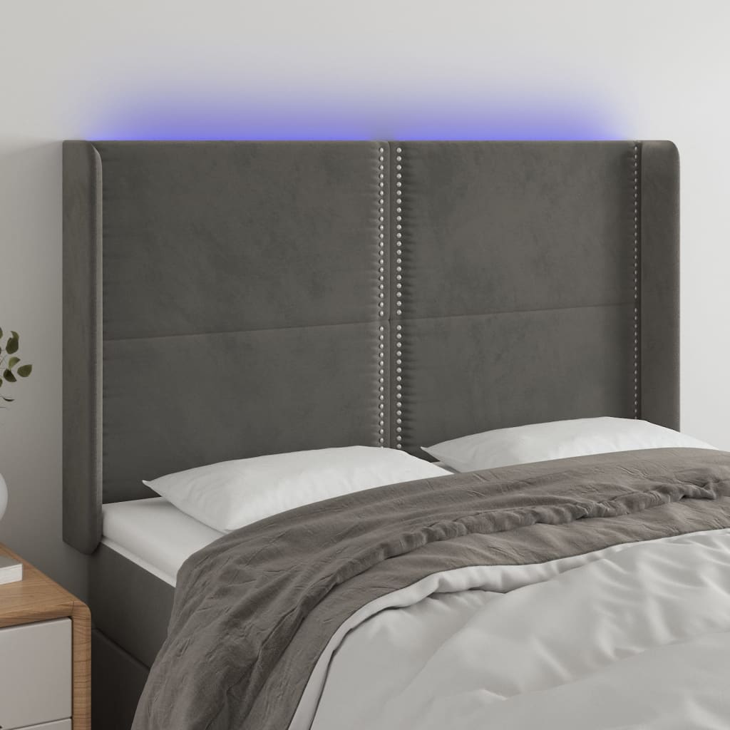 vidaXL Hoofdbord LED 83x16x78/88 cm fluweel lichtgrijs
