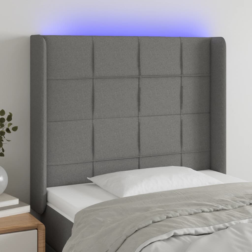 vidaXL Hoofdbord LED 83x16x78/88 cm stof lichtgrijs