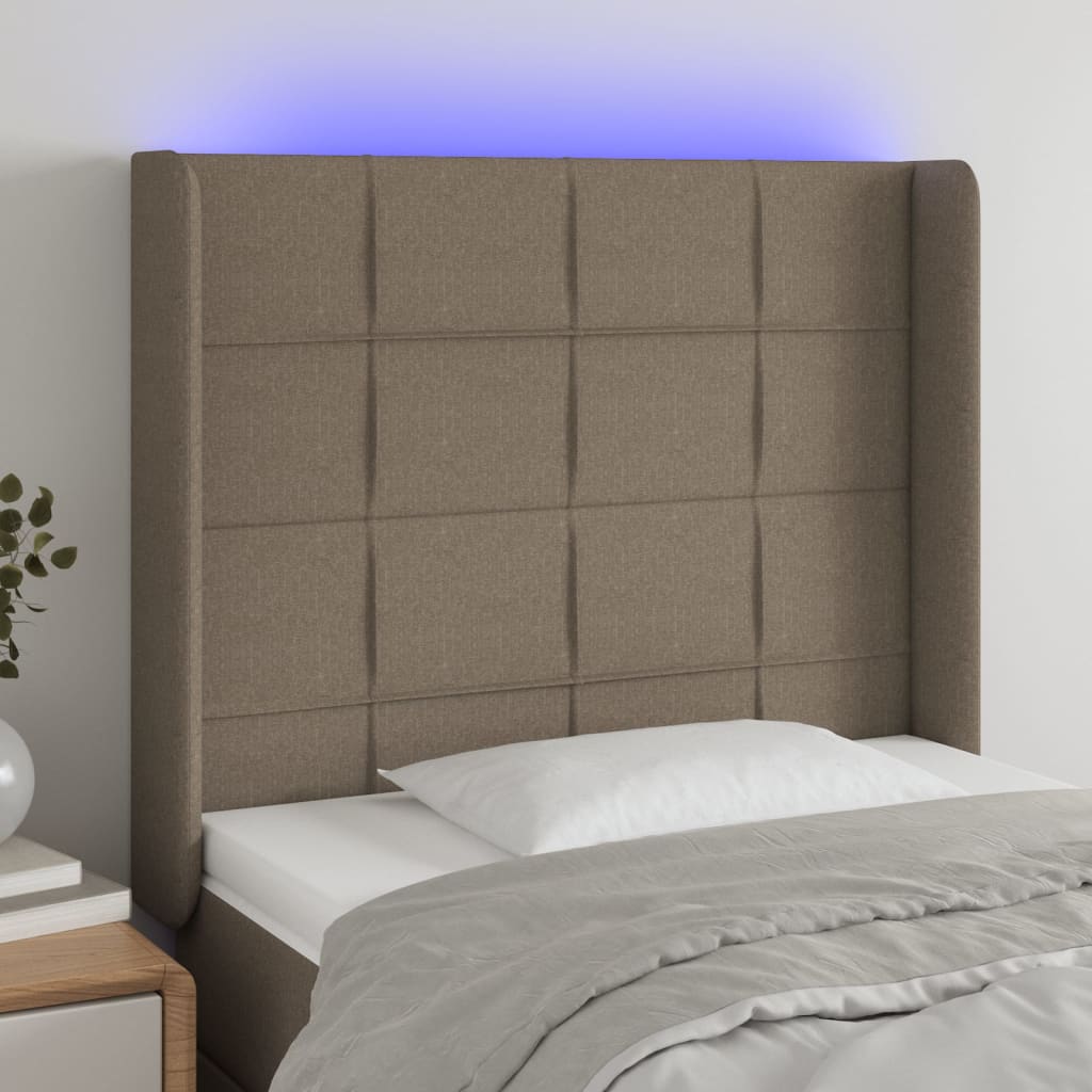 vidaXL Hoofdbord LED 83x16x78/88 cm stof lichtgrijs
