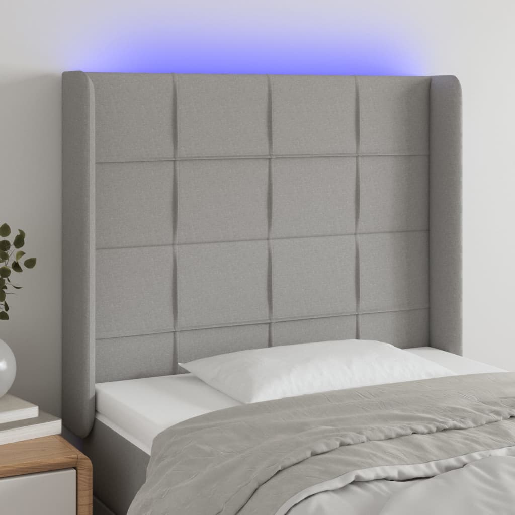 vidaXL Hoofdbord LED 83x16x78/88 cm stof lichtgrijs