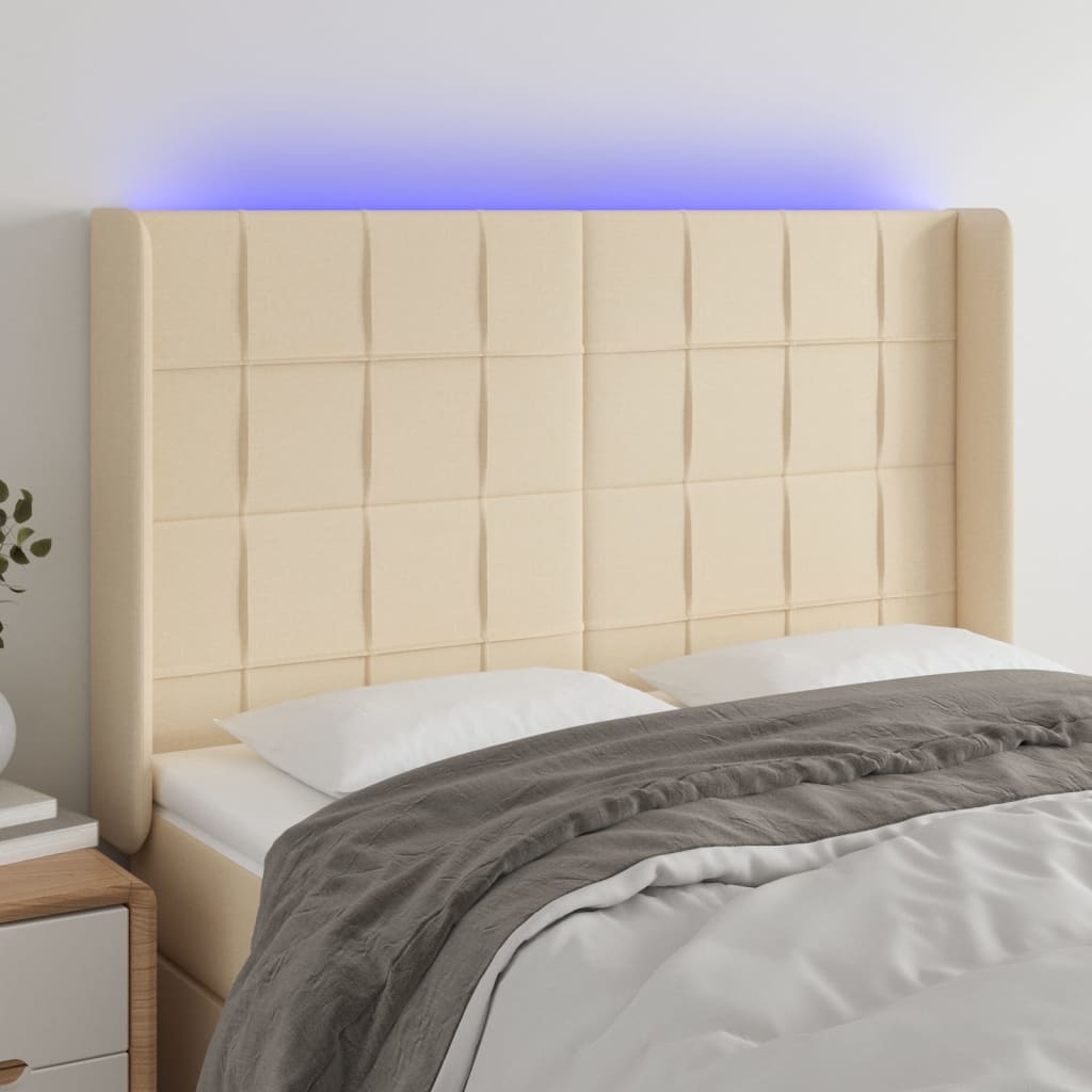 vidaXL Hoofdbord LED 83x16x78/88 cm stof lichtgrijs