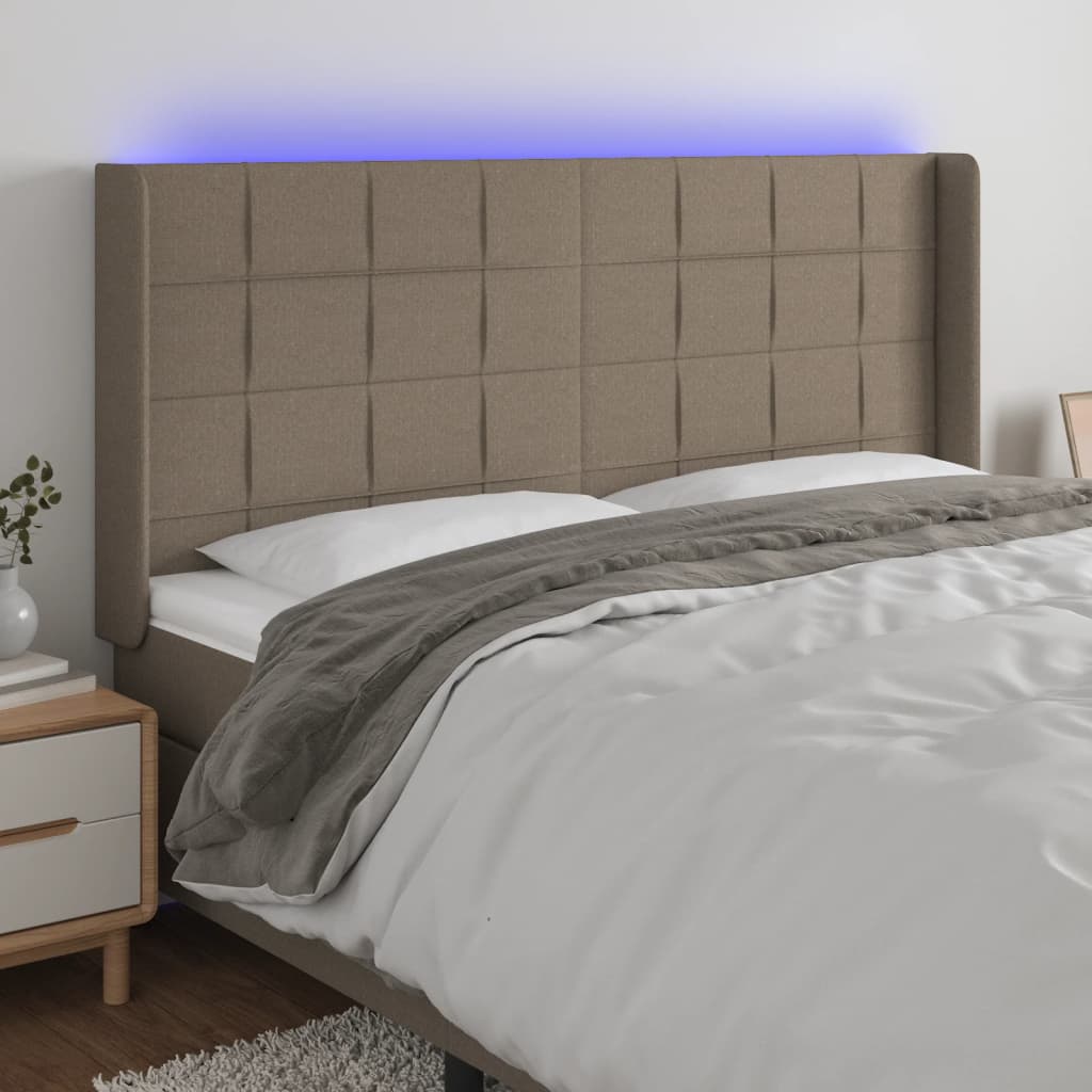 vidaXL Hoofdbord LED 83x16x78/88 cm stof lichtgrijs
