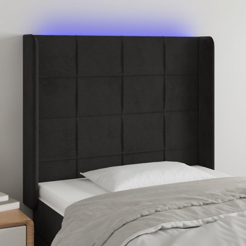 vidaXL Hoofdbord LED 83x16x78/88 cm fluweel lichtgrijs