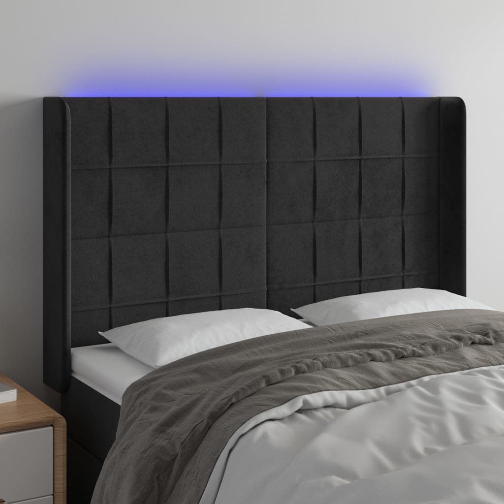 vidaXL Hoofdbord LED 83x16x78/88 cm fluweel lichtgrijs