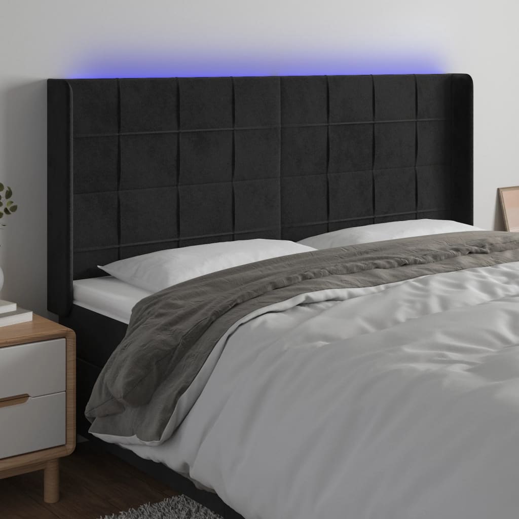vidaXL Hoofdbord LED 83x16x78/88 cm fluweel lichtgrijs