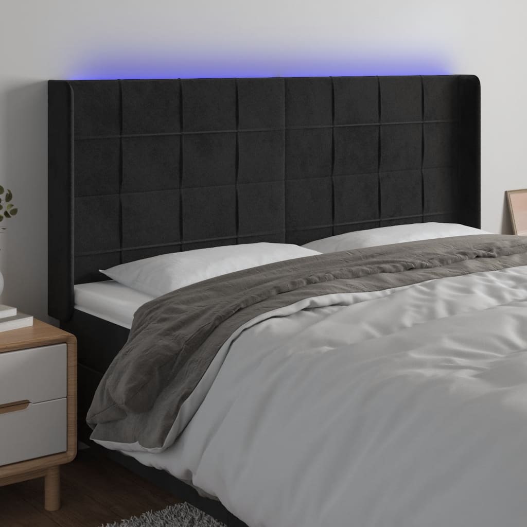 vidaXL Hoofdbord LED 83x16x78/88 cm fluweel lichtgrijs