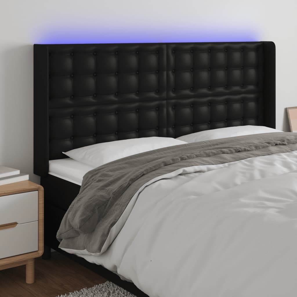 vidaXL Hoofdbord LED 83x16x78/88 cm kunstleer zwart