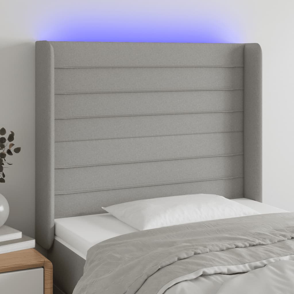 vidaXL Hoofdbord LED 83x16x78/88 cm stof lichtgrijs