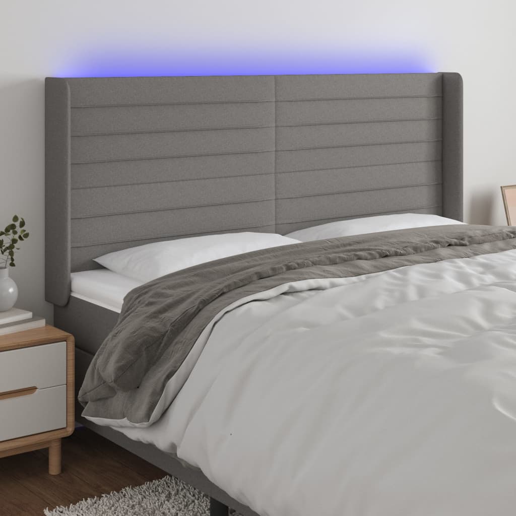 vidaXL Hoofdbord LED 83x16x78/88 cm stof lichtgrijs