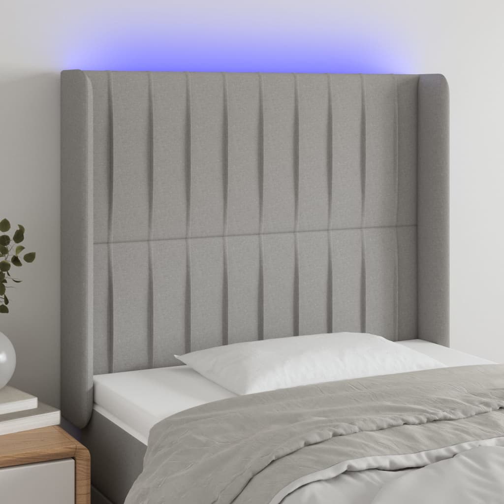 vidaXL Hoofdbord LED 83x16x78/88 cm stof lichtgrijs