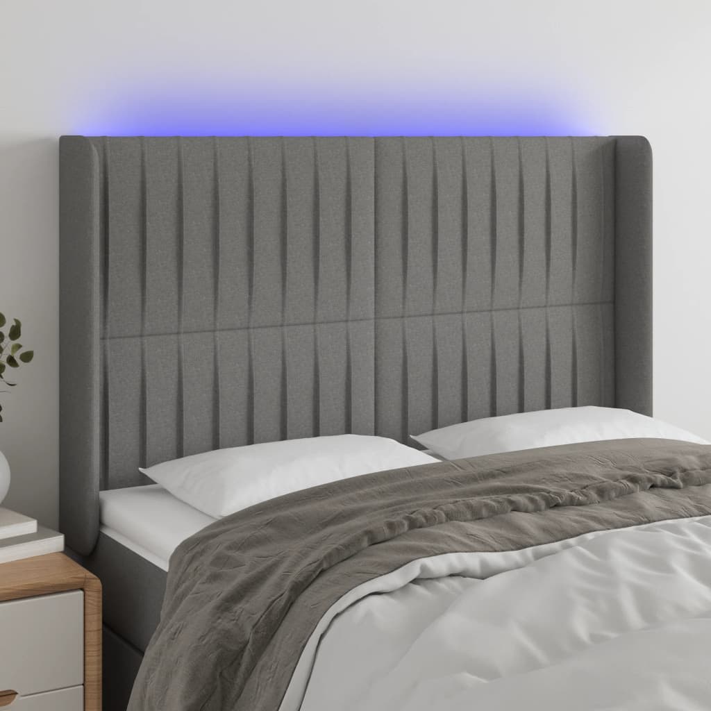 vidaXL Hoofdbord LED 83x16x78/88 cm stof lichtgrijs