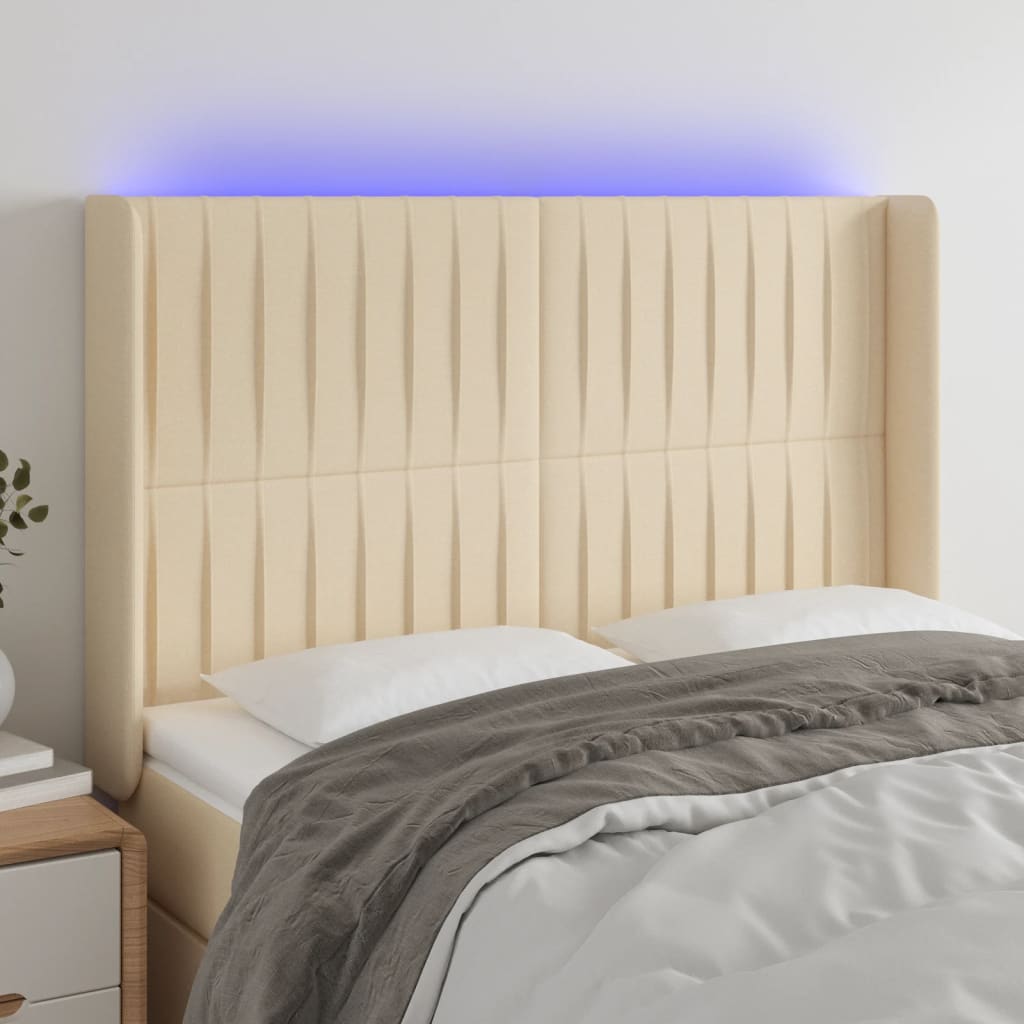 vidaXL Hoofdbord LED 83x16x78/88 cm stof lichtgrijs