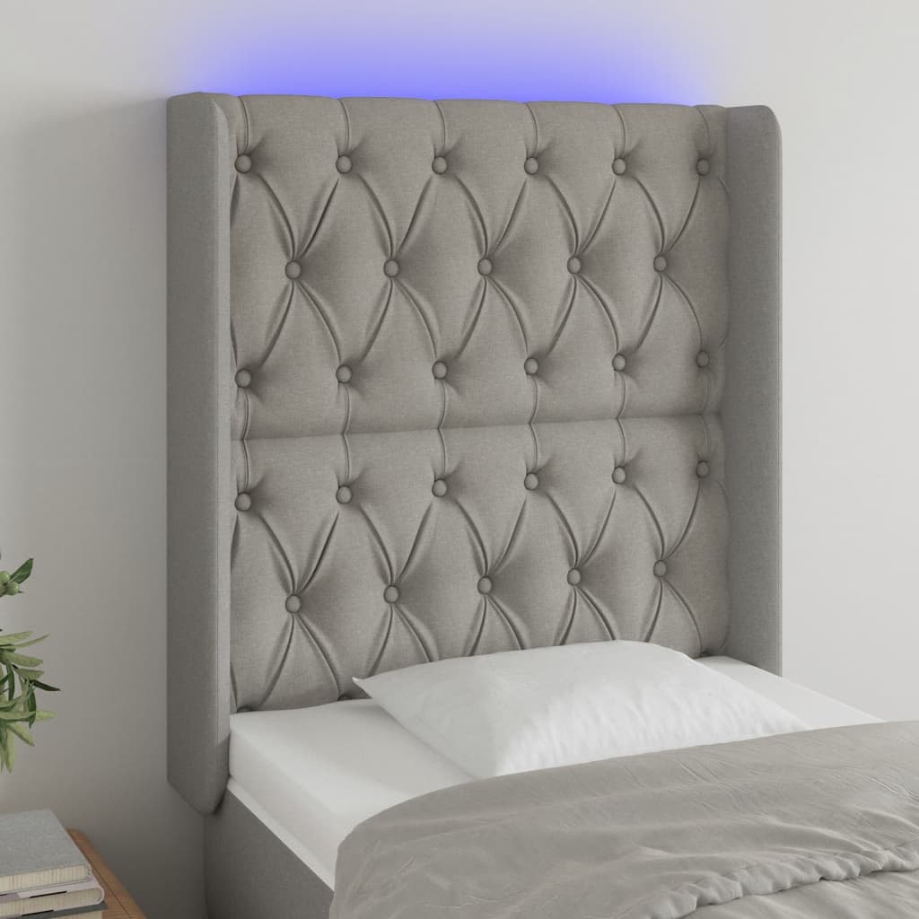 vidaXL Hoofdbord LED 83x16x78/88 cm stof lichtgrijs
