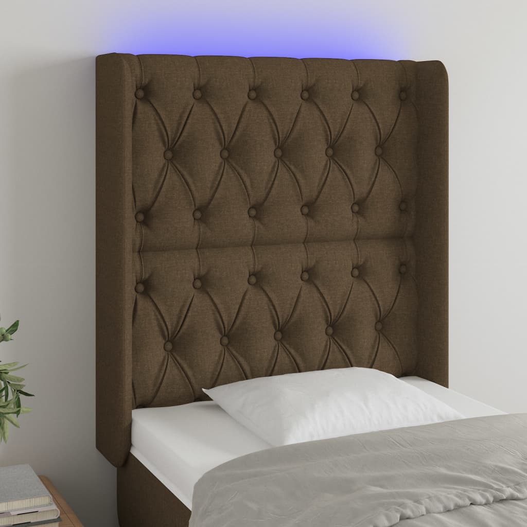 vidaXL Hoofdbord LED 83x16x78/88 cm stof lichtgrijs