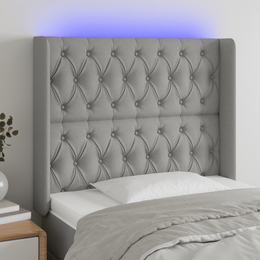 vidaXL Hoofdbord LED 83x16x78/88 cm stof lichtgrijs