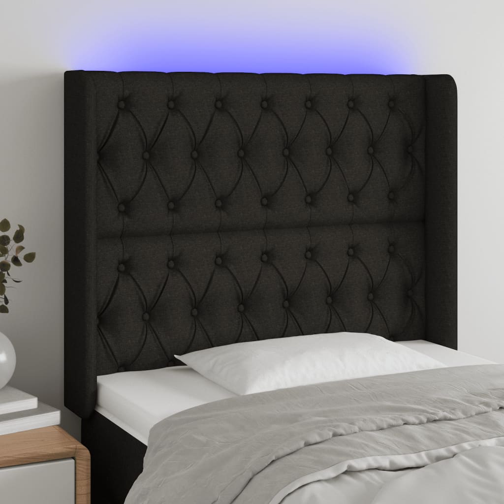 vidaXL Hoofdbord LED 83x16x78/88 cm stof lichtgrijs