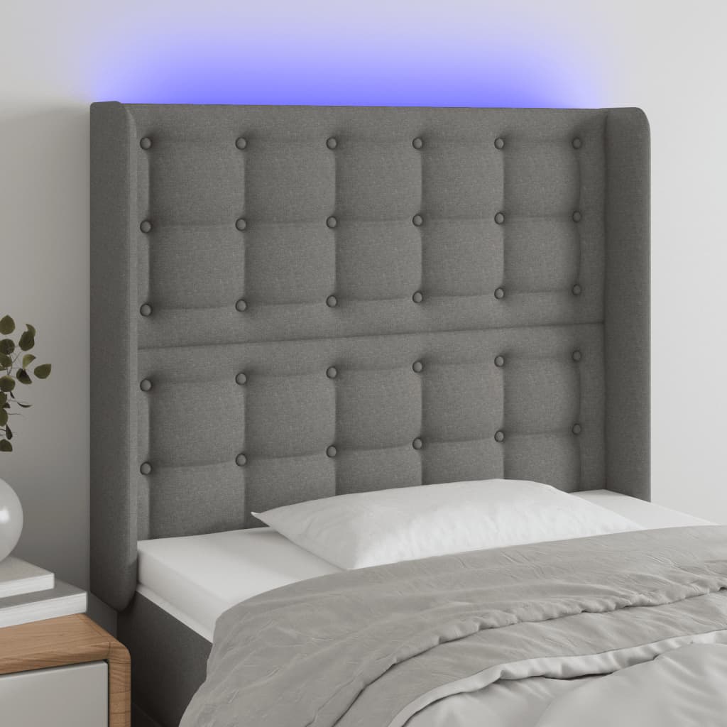 vidaXL Hoofdbord LED 83x16x78/88 cm stof lichtgrijs