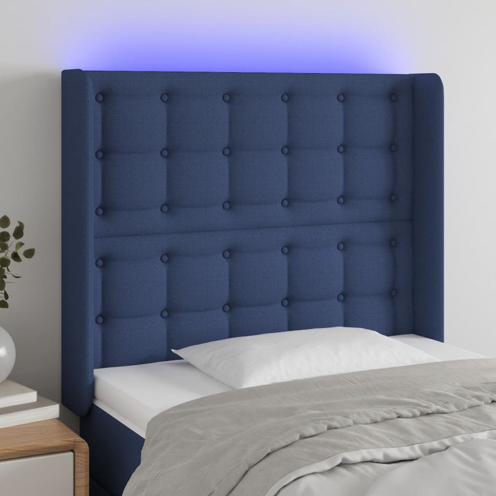 vidaXL Hoofdbord LED 83x16x78/88 cm stof lichtgrijs