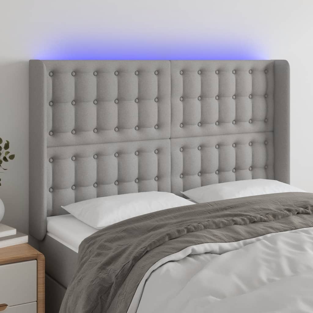 vidaXL Hoofdbord LED 83x16x78/88 cm stof lichtgrijs