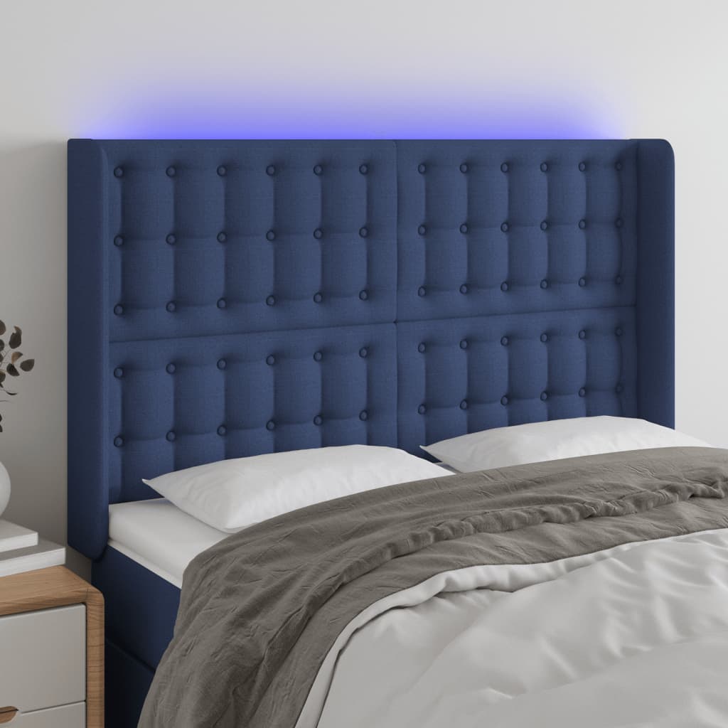 vidaXL Hoofdbord LED 83x16x78/88 cm stof lichtgrijs