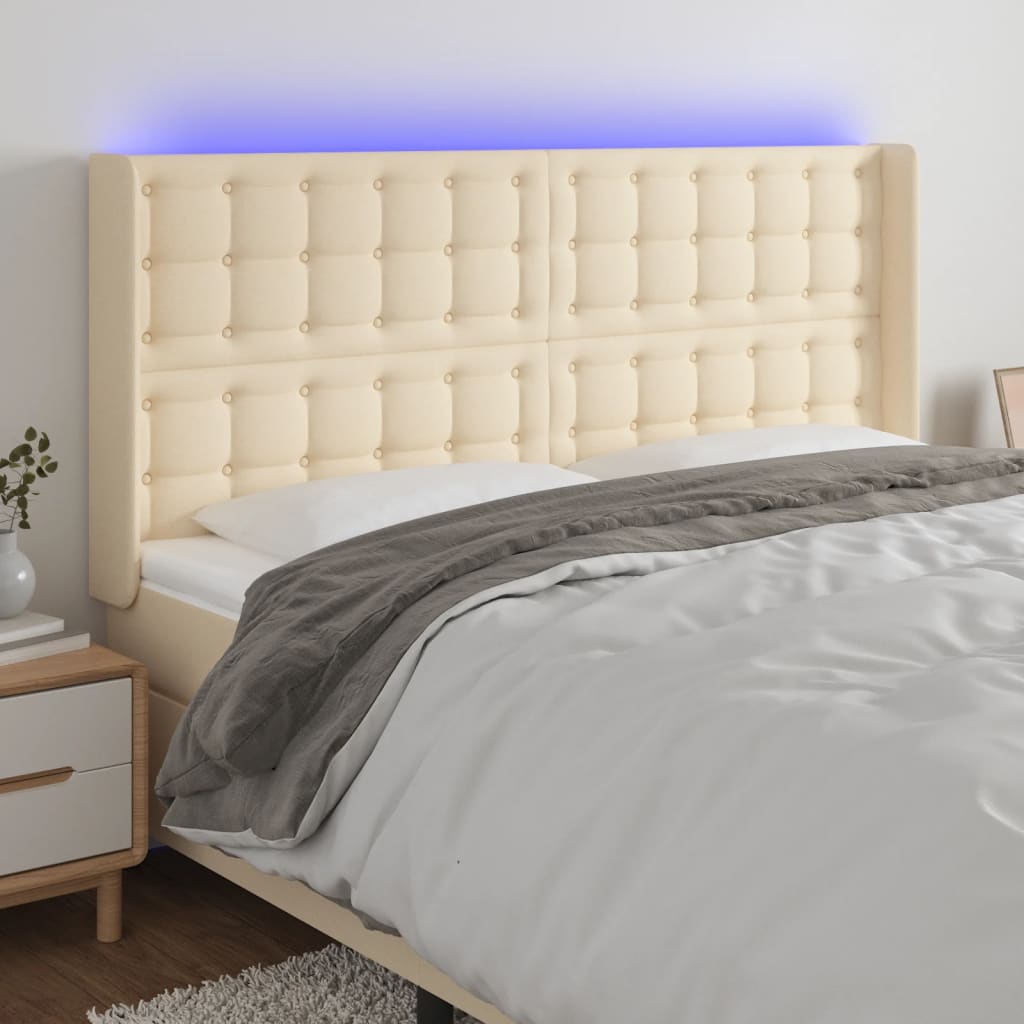 vidaXL Hoofdbord LED 83x16x78/88 cm stof lichtgrijs