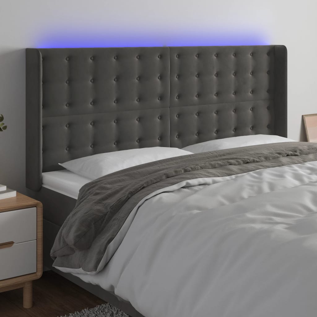vidaXL Hoofdbord LED 83x16x78/88 cm fluweel lichtgrijs