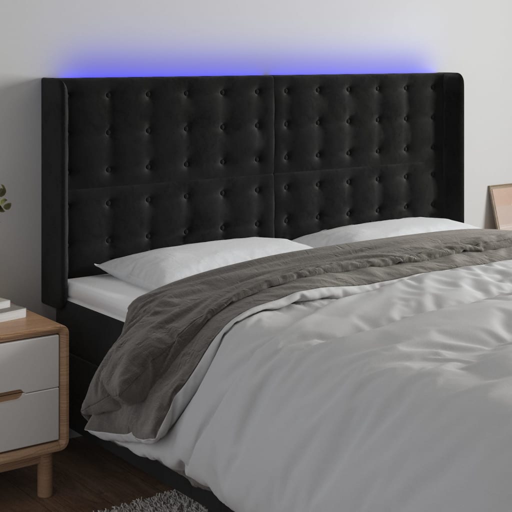vidaXL Hoofdbord LED 83x16x78/88 cm fluweel lichtgrijs