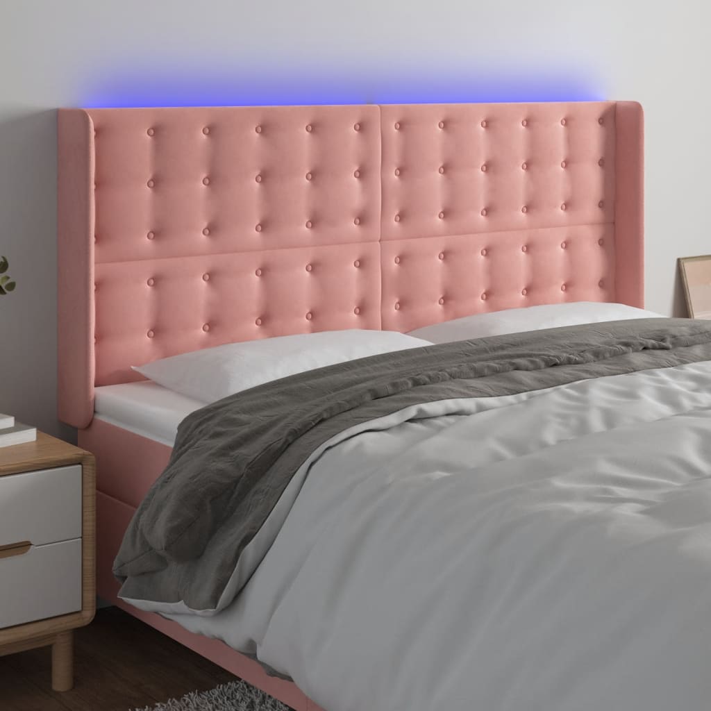 vidaXL Hoofdbord LED 83x16x78/88 cm fluweel lichtgrijs