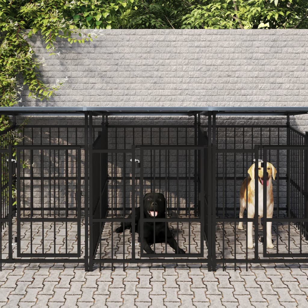 vidaXL Hondenkennel voor buiten 5,63 m² staal